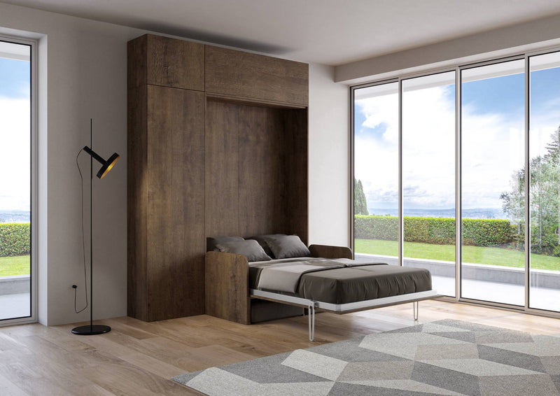 Letto Matrimoniale Francese a Scomparsa Salvaspazio con Sofà Kentaro H250 cm Marrone