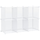 Scarpiera Modulare 94,5x32x162 cm 6 Cubi in Plastica e Acciaio Trasparente