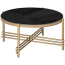 Tavolino da Caffè con Piano in Vetro Temperato Ø85x41 cm Base in Metallo Nero e Oro