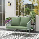 Divano da Giardino 2 Posti Stile Boho con Cuscini Sfoderabili in Rattan PE Verde  