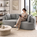 Divano 3 Posti Senza Struttura 207x107x62 cm con 6 Cuscini in Ciniglia Grigio Chiaro      