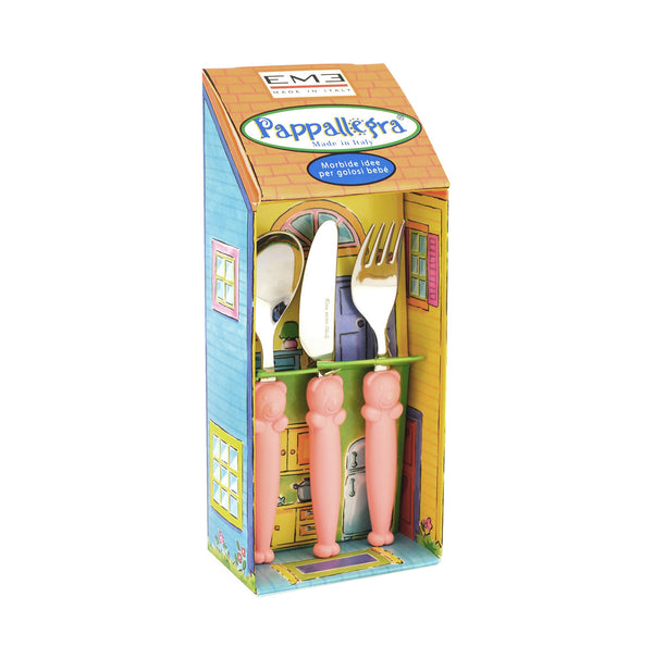 sconto Eme Pappallegra Rosa Besteckset für Kinder aus Stahl