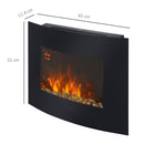 Camino Elettrico da Parete con 2 Livelli di Riscaldamento 900-1800W Fiamma 7 Colori e Telecomando Nero   