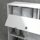Mobile Bagno Stretto 52x17x67 cm con Ruote Ante Scorrevoli Ripiani Regolabili e 2 Fori per Carta Igienica Bianco      