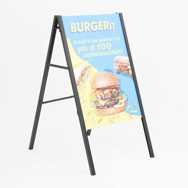 Espositore Pubblicitario Bifacciale a Cavalletto Pieghevole 115x63,4x80 cm in Metallo Nero online