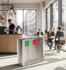 Pattumiera Sistema di Raccolta Rifiuti 90x30xh80 cm In Acciaio Inox 3 Scomparti Argento