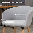 Sedia Moderna con Braccioli Imbottiti 57x56x72 cm in Tessuto Effetto Lino Grigio Chiaro 