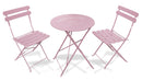 Set Tavolino e 2 Sedie Pieghevoli da Giardino in Metallo Soriani Bistrot Rosa