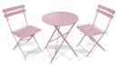 Set Tavolino e 2 Sedie Pieghevoli da Giardino in Metallo Soriani Bistrot Rosa
