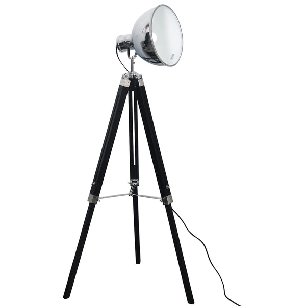 Dreibein-Stehlampe aus Holz mit Lampenschirm aus Stahl 65 x 65 x 100-140 cm E27 Schwarz online