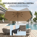 Ombrellone a Sbalzo Inclinabile con Manovella 415x293x270 cm con Base a Croce Cachi