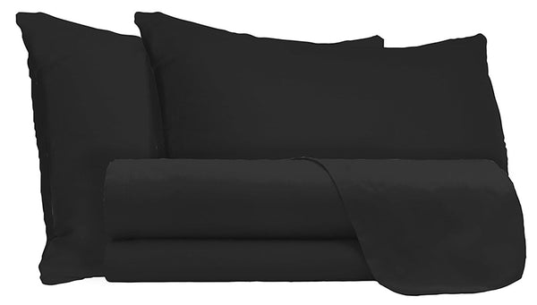 Set aus Doppellaken oben und unten und Kissenbezügen aus schwarzer Mikrofaser acquista