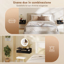 Set di 2 Comodini Sospesi 35x32x22,5 cm con Cassetto e Mensola Aperta Rivestimento in Melamina Nero      
