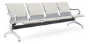 Panca per Sala Attesa 4 Posti da Ufficio con Cuscino in Acciaio e Similpelle Argento/Avorio