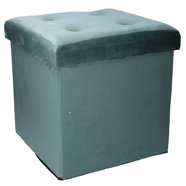 prezzo Pouf Contenitore Pieghevole 38x38xh38 cm in Velluto Verde Salvia