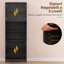Dispensa Cucina 60x30x170 cm con Contenitore e Mensola Regolabile in Pannello Truciolare Effetto Legno Nero      