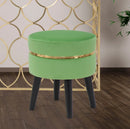 Sgabello Paris Verde Chiaro Ø35x40,5 cm in Legno Spugna e Poliestere Verde e Oro