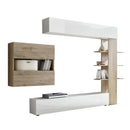 Parete Attrezzata Mobili Soggiorno Mobile TV Libreria 2 Pensili TFT Akira 1 Bianco e Rovere