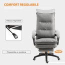 Sedia Poltrona da Ufficio Presidenziale Massaggiante 70x62x120-130 cm con Poggiapiedi Grigio