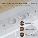 Mobile TV Sospeso Fino a 65" 140x24x20 cm con 2 Cassetti Armadietto Luci LED RGB e Prese di Corrente Bianco e Color Legno      