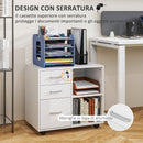 Cassettiera da Ufficio Schedario  con 3 Cassetti Serratura e Chiavi 60x40x56 cm Bianco 