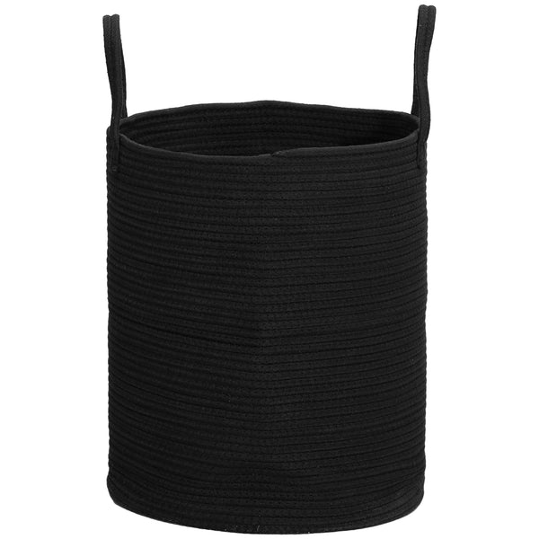 sconto Cesto Portabiancheria Pieghevole con Manici 36L Ø38x45 cm in Cotone Naturale Nero