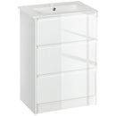 Mobiletto Bagno 2 Cassetti 61x37x88 cm con Lavabo in Ceramica Bianco