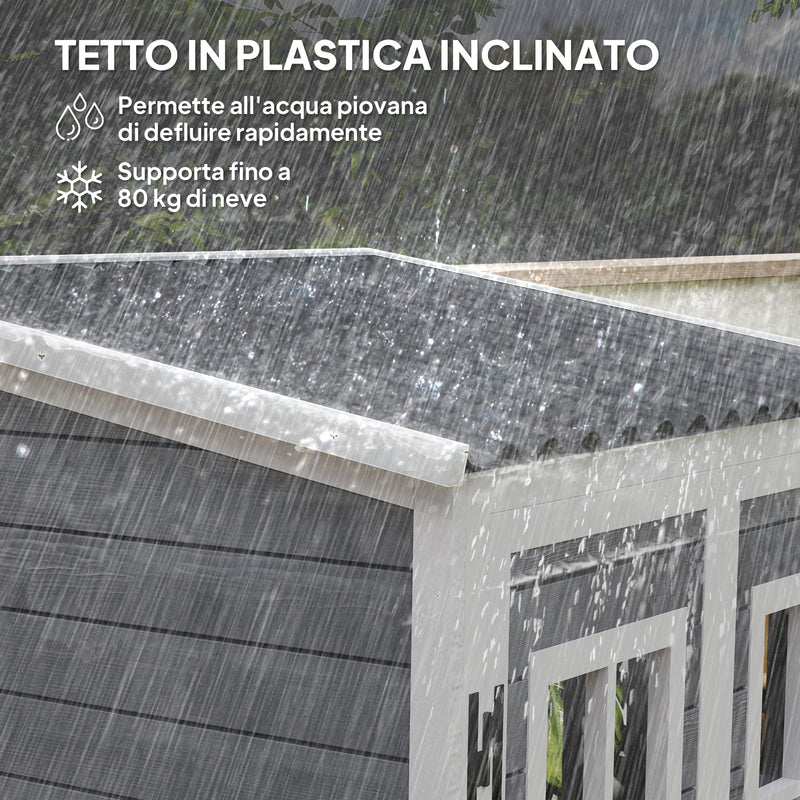 Armadio Porta Attrezzi da Esterno 91x69x185-192H cm Tetto inclinato in Plastica in Legno Grigio  