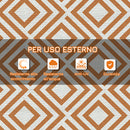 Tappeto da Esterno Reversibile 182x274 cm con Fantasia Geometrica Marrone e Bianco   