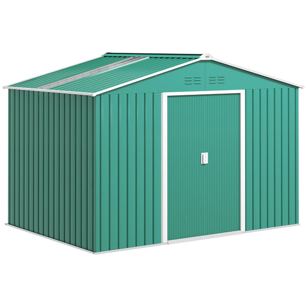 Casetta Box da Giardino Porta Attrezzi 277x195x192 cm con 2 Porte Scorrevoli Verde Scuro sconto