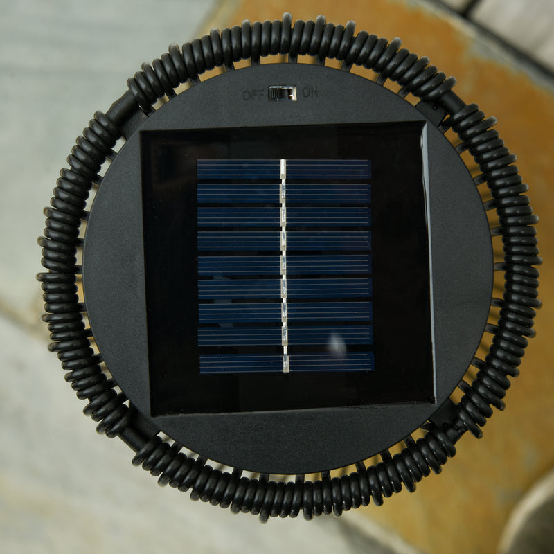Lanterna Solare da Giardino LED con Pannello di Ricarica in Rattan e Metallo  Ø21.5x61cm Nero-8