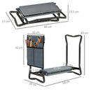 Sedia Inginocchiatoio 2 in 1 con Borsa Portaoggetti 58x28x49 cm e Cuscino in Acciaio e EVA Grigio e Nero      