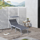 Lettino Prendisole Pieghevole da Giardino in Alluminio e Textilene Grigio