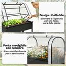 Letto per Orto Rialzato 100x49x136 cm con Copertura Mini Serra e Foro di Drenaggio in Metallo e Plastica Nero      