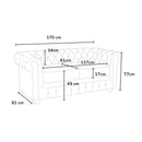 Divano 2 Posti 170x81x77 cm in Tessuto Nero