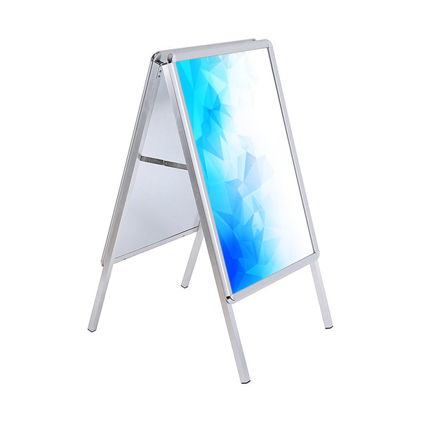 online Espositore Pubblicitario Bifacciale a Cavalletto Pieghevole 54,3x90,5x84 cm in Alluminio da Esterno Antivento Silver
