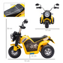 Moto Elettrica per Bambini 6V 3 Ruote Gialla