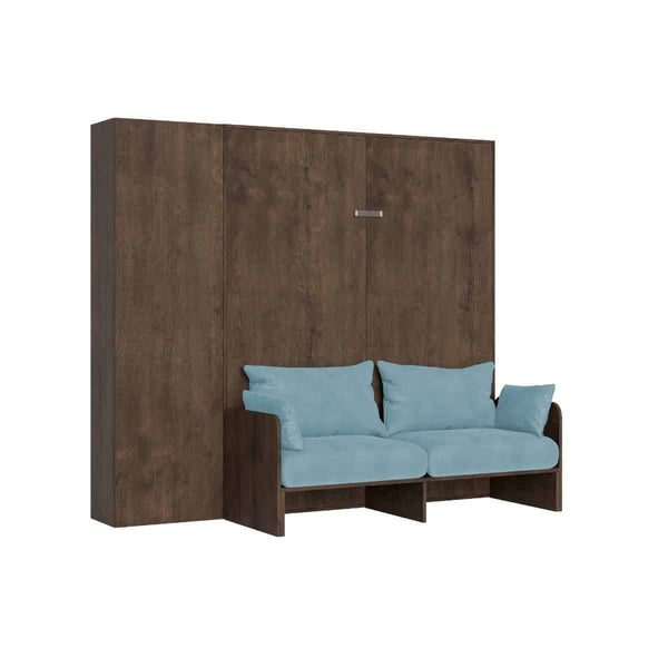 prezzo Letto Matrimoniale A Scomparsa 160 Kentaro Con Divano E Colonna Noce e Azzurro