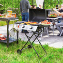 Barbecue a Gas Portatile Design a Valigia 101x50x102 cm con 2 Bruciatori e 2 Tavolini in Acciaio Nero  