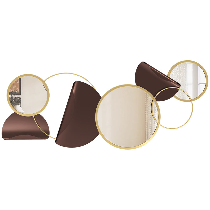 Decorazione Murale 3D con Specchi 101x41.5 cm in Metallo Oro   