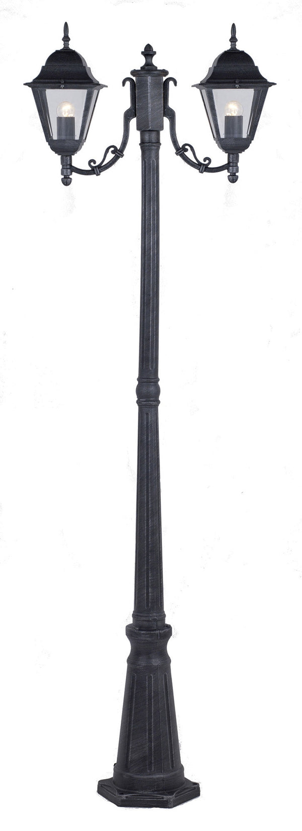 Laternenpfahl 2 Gartenleuchten H200cm in grauem Bauer Aluminium online