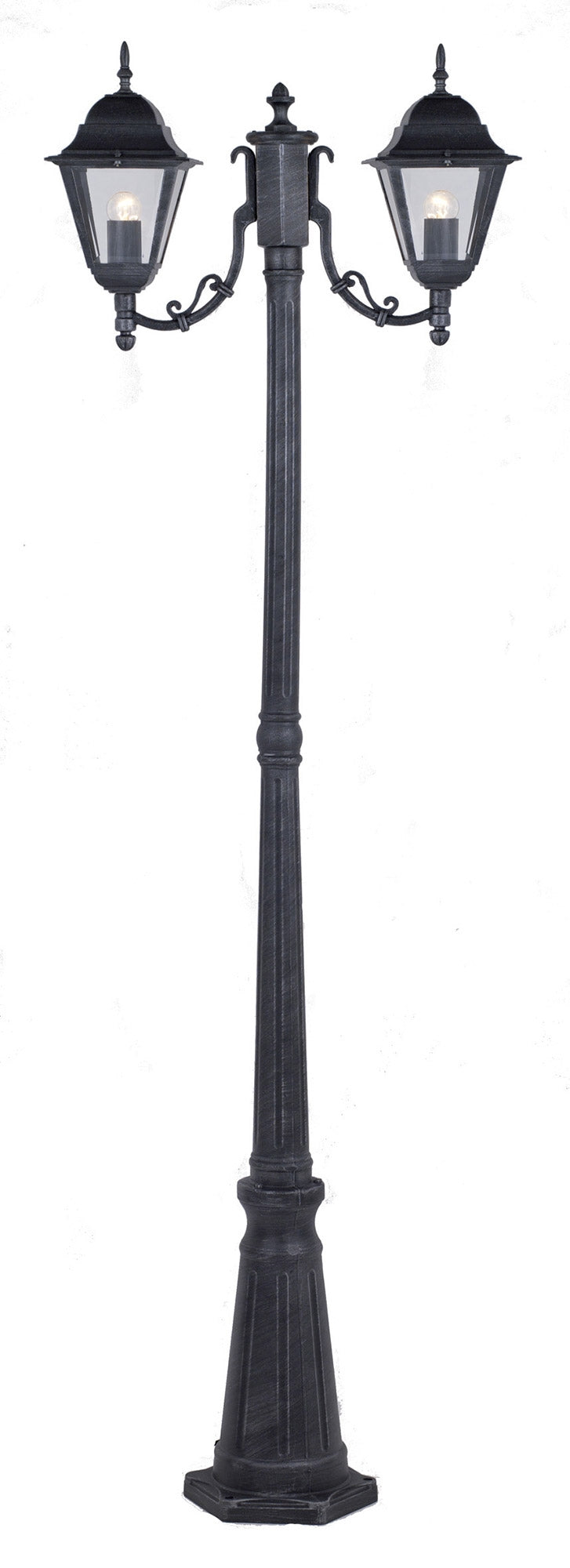 Lampione 2 Luci da Giardino H200cm in Alluminio Bauer Grigio