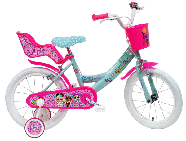 sconto Mädchenfahrrad 16" 2 Bremsen Lol Marinegrün und Pink