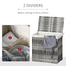 Cesto Portabiancheria Pieghevole 57x34x60 cm in Rattan con Sacco Grigio