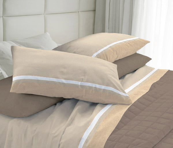 Bettlaken und Kissenbezüge aus Baumwolle, Cober Belfast Beige, verschiedene Größen sconto
