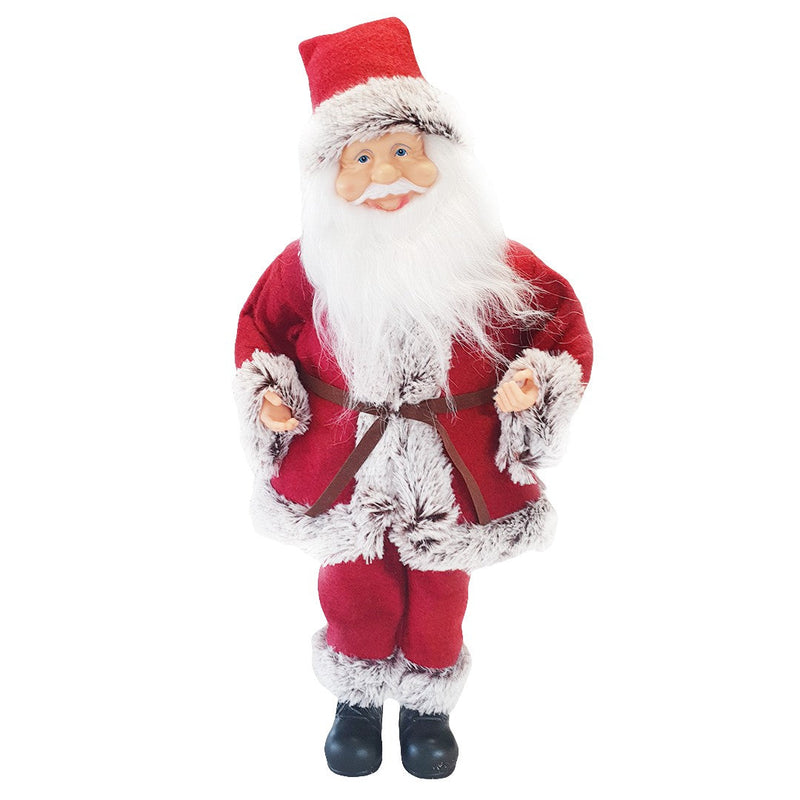 Pupazzo Babbo Natale H45 cm Carillon con Suoni e Movimento Rosso e Grigio