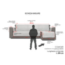 Copridivano in Poliestere con Penisola Destra Bordeaux Varie Misure