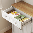 Credenza da Cucina 100x40x173A cm con Stazione di Ricarica Piano per Microonde 4 Rastrelliere per Spezie in MDF Bianco      
