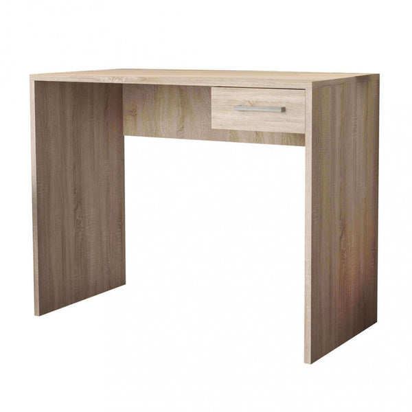 sconto Tom PC Schreibtisch Helle Eiche 90x45x74 h cm in Braun laminierter Spanplatte