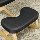 Sedia Inginocchiatoio con Movimento a Dondolo 50x73x55 cm in Tessuto Effetto Lino e Legno di Betulla Nero 